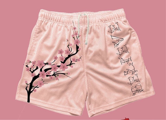 Cherry blossom "Believe" athletic shorts